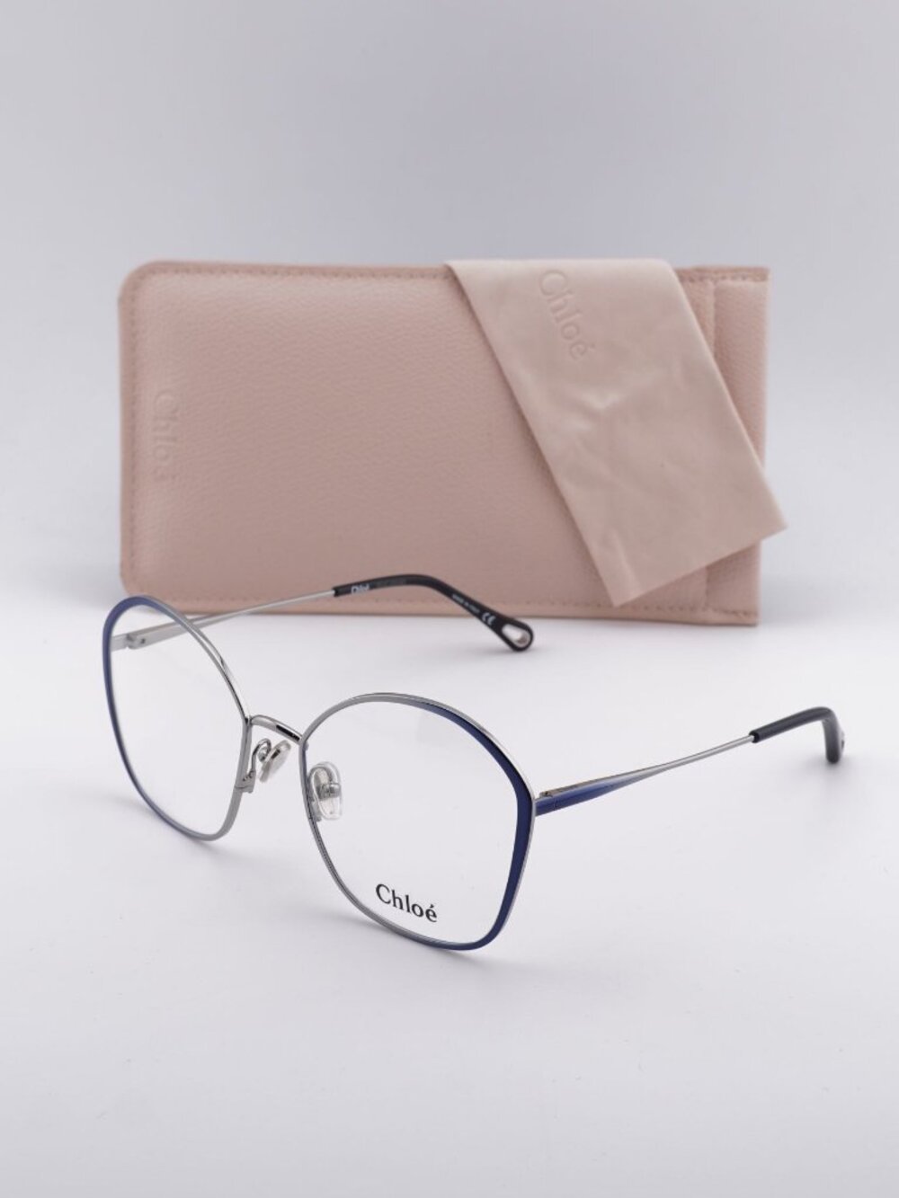 Chloe CH0017OA 001 Butterfly Eyeglasses 57mm - Ruthenium / Blue